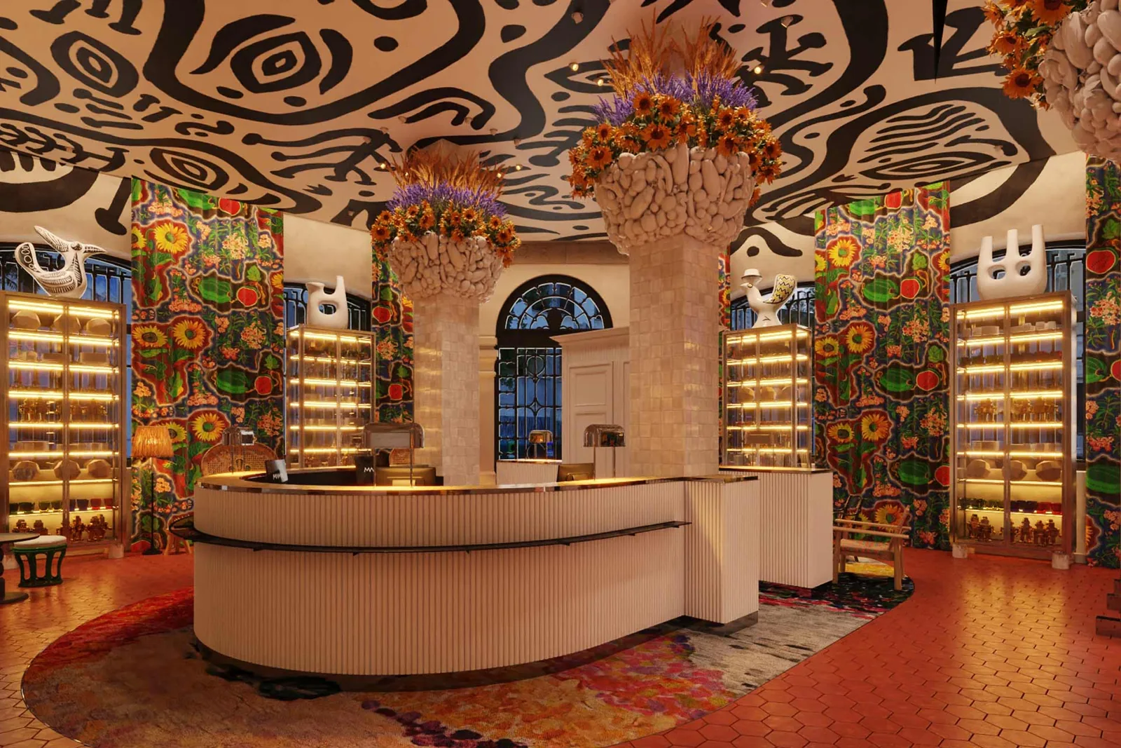 Le lobby coloré et design du Mama Shelter à Nice