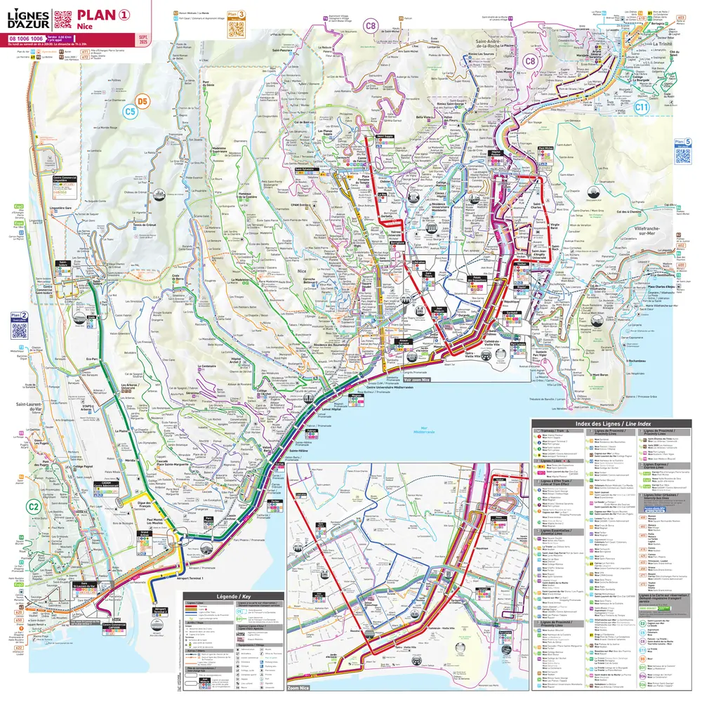 Plan du réseau bus et tramway de Nice