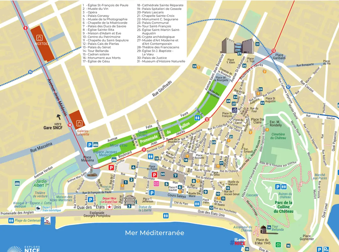 Plan touristique de Nice